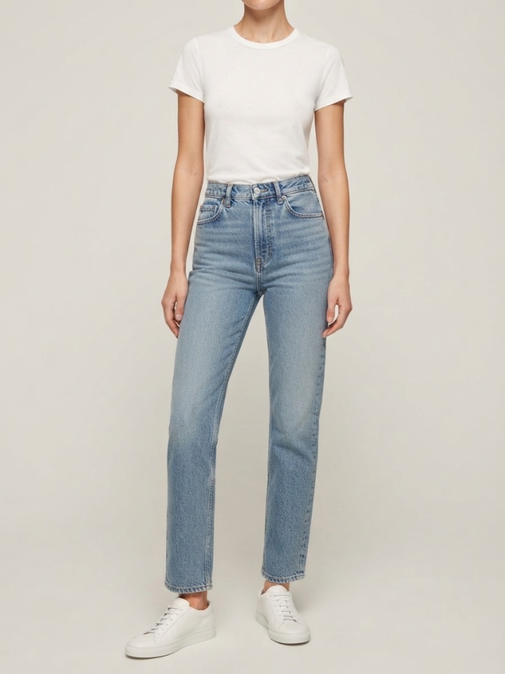 Reformation Liza Ultra High Rise Straight Leg Jeans Blue Wash